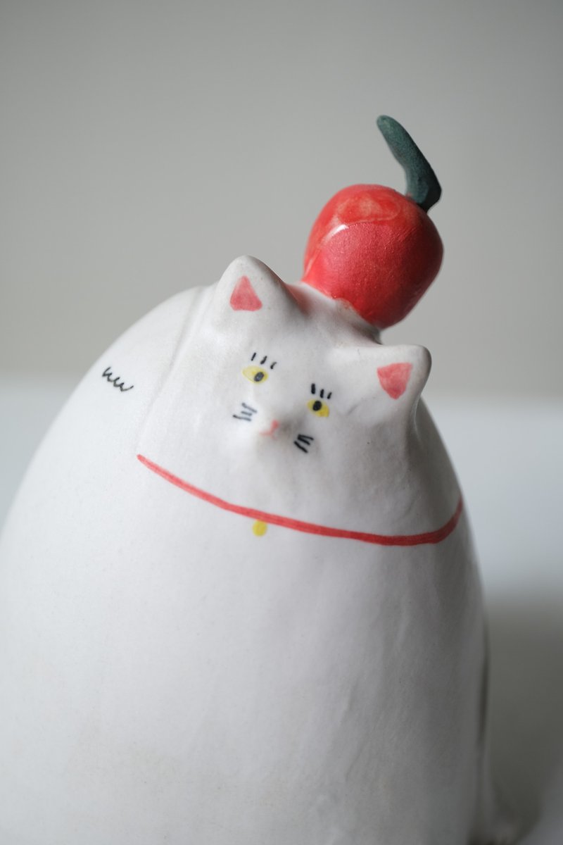 Apple Lucky Cat - Pottery & Ceramics - Other Materials Red