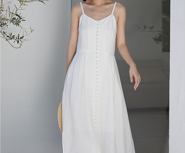 linen spaghetti strap dress
