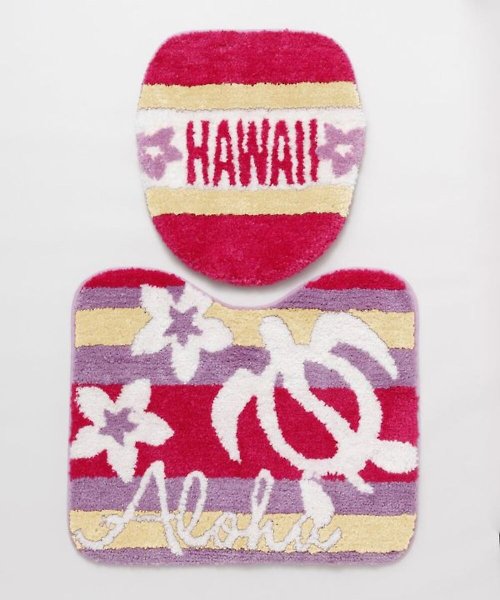 Saibaba Ethnique 【熱門預購】夏威夷 海龜雞蛋花 馬桶蓋墊 地墊組 (2色)4ILP4103