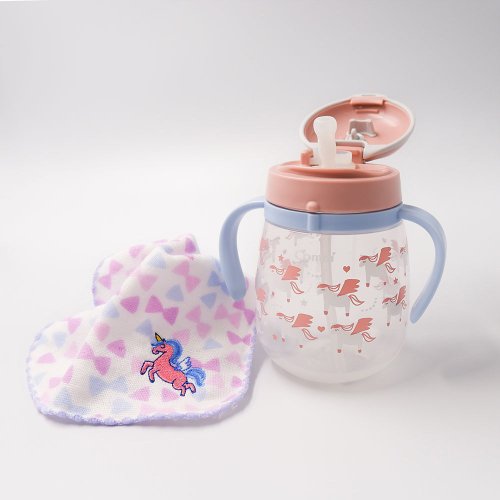 Ooyii吾憶 【經典夢幻組合】combi x kontex 樂可吸管杯 (340ml)+刺繡小手帕