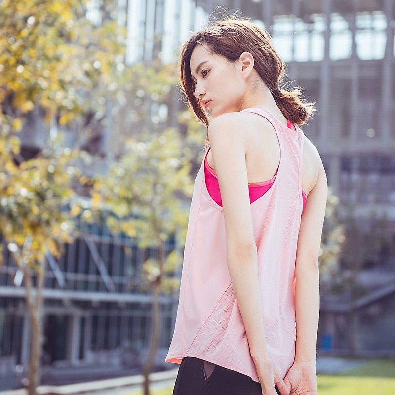【MACACA】對流背心罩衫- ASA1162 粉紅 - 瑜珈服/瑜珈褲 - 聚酯纖維 粉紅色