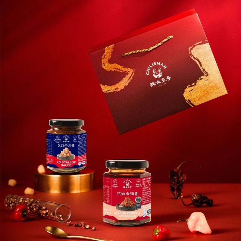 辣味豆哥 經典禮盒 伴手禮2入組 花椒香辣醬 XO干貝醬 麻油老薑醬 - 醬料/調味料 - 其他材質 