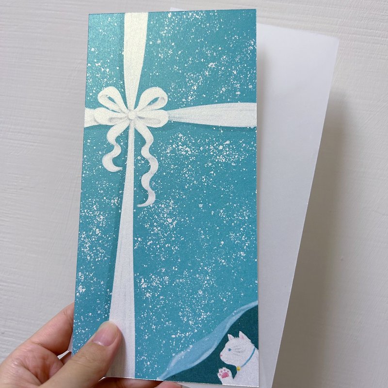 [Gift Card] Cat’s Gift | Textured Card - การ์ด/โปสการ์ด - กระดาษ สีน้ำเงิน