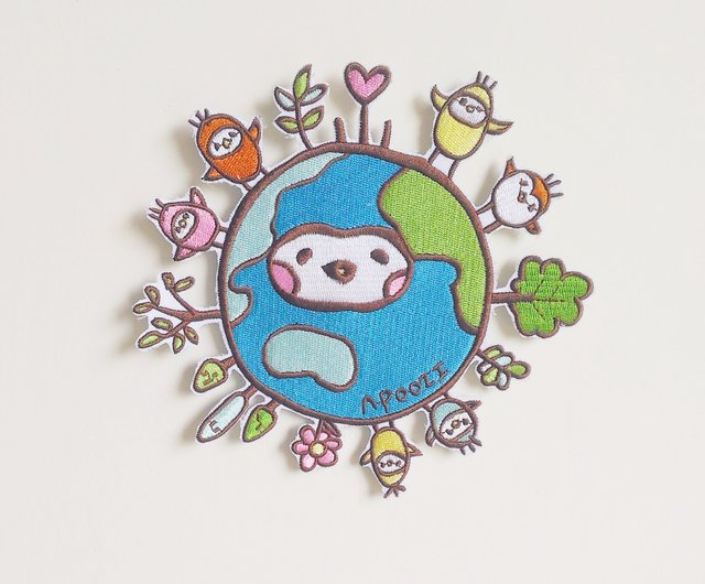 地球 刺繍パッチ - ショップ ブツ生物 APOOZI STUDIO その他