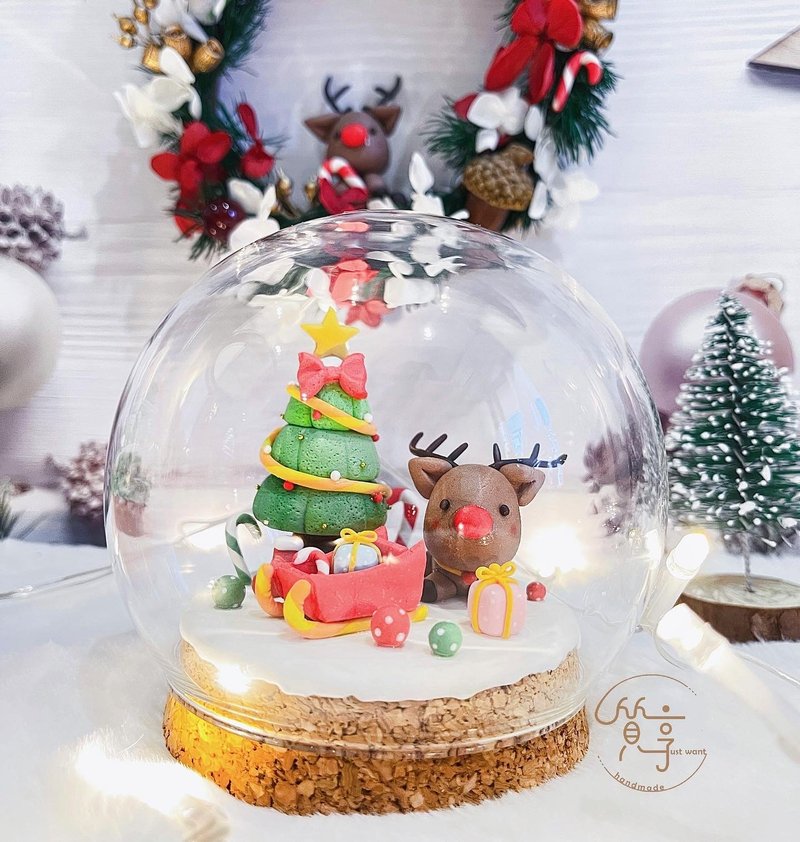 [Quality Handmade] Christmas Elk Glass Ball - ของวางตกแต่ง - ดินเหนียว 