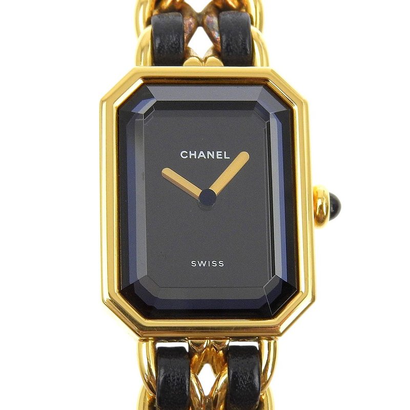 【日本直送】シャネル CHANEL プルミエールS 腕時計 H0001 金メッキ×レザー クオーツ アナログ表示 ブラック文字盤 レディース【中古】 - 女錶 - 其他金屬 黑色