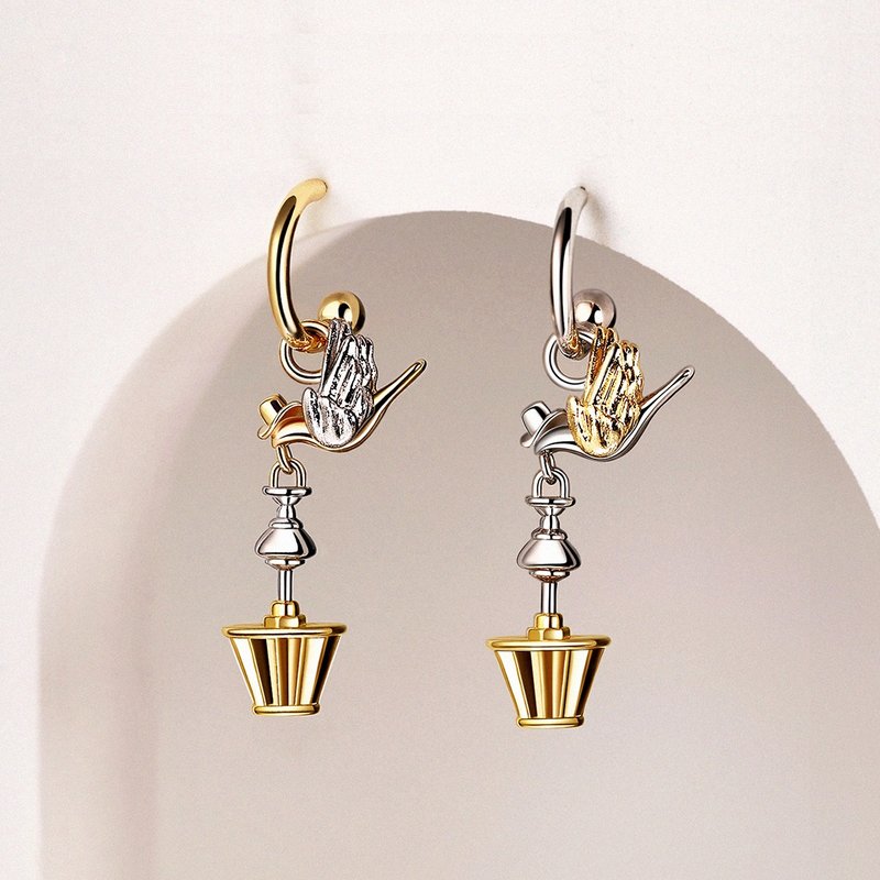 Original handmade earrings niche AB asymmetric metal retro earrings earrings earrings pendants - Earrings & Clip-ons - Other Metals Gold