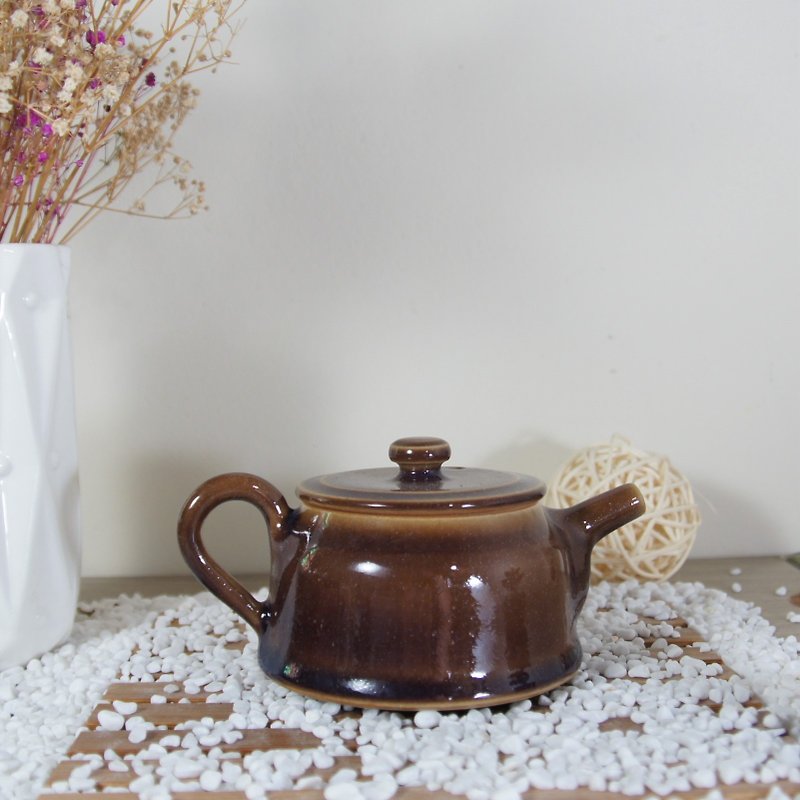 紫飴茶壺-容量約140ml - 茶壺/茶杯/茶具 - 陶 咖啡色
