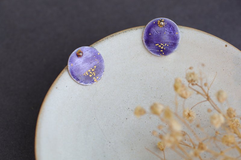 925 Sterling Silver Moonlight Sea--Enamel Necklace Earrings - Earrings & Clip-ons - Silver Purple
