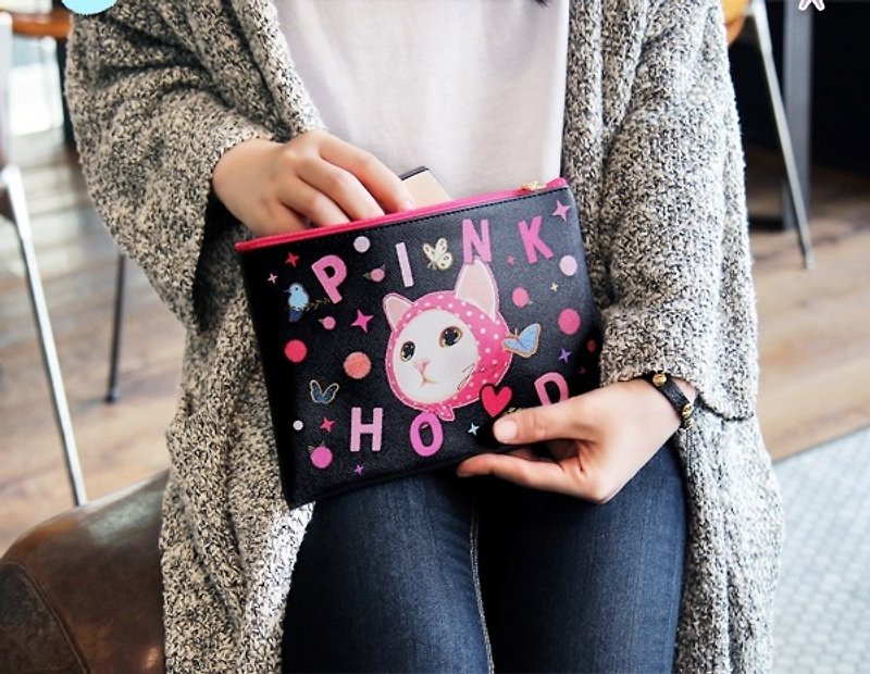 Jetoy, sweet cat lightweight cosmetic _Pink hood ~ J1605910 - Toiletry Bags & Pouches - Other Materials Pink