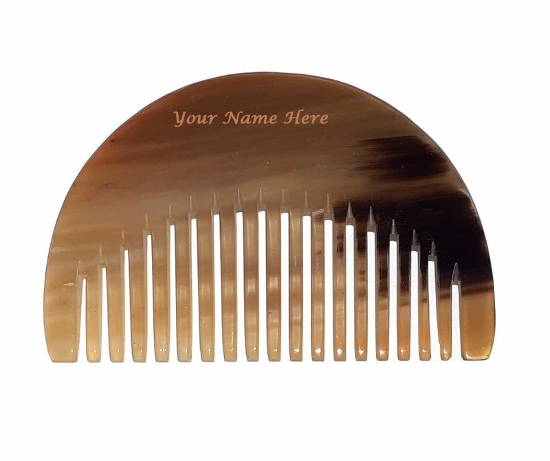 【Customizable Name】: Buffalo Horn Comb - Eco-Friendly, Anti-Static, and Durable - Hair Accessories - Eco-Friendly Materials Brown