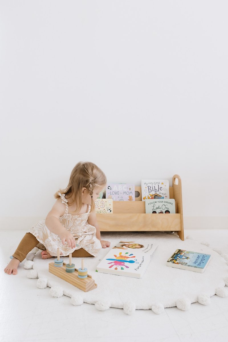 Montessori Nursery Wooden bookshelf - Toddler furniture, Kids bookcase - Kids' Furniture - Wood Transparent