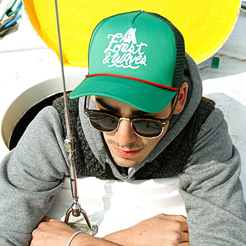 Forest & Waves Truck Cap/Green - Hats & Caps - Polyester Green