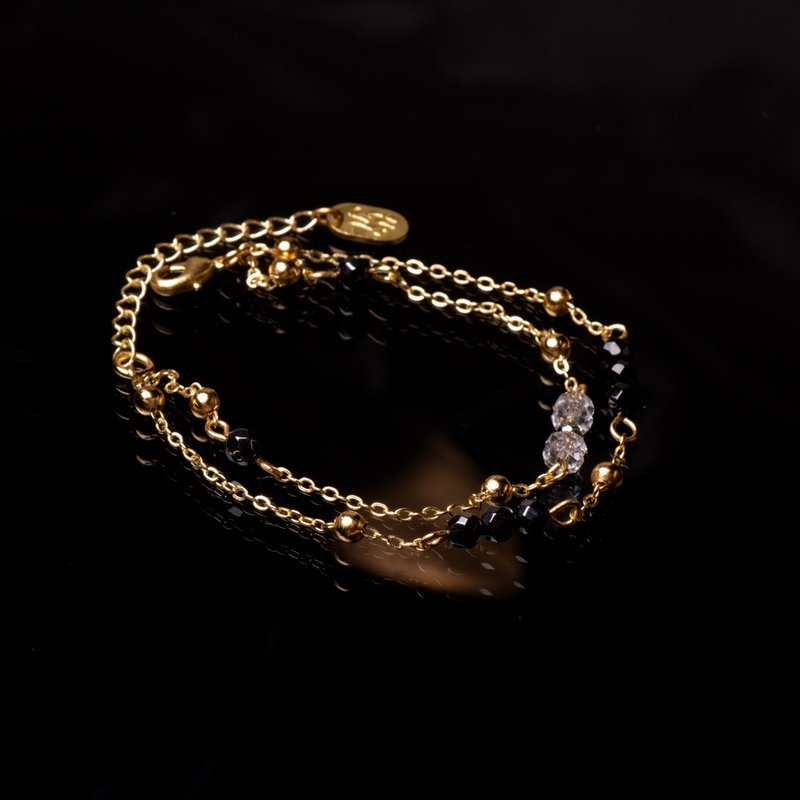 無聲的共鳴 l 黑瑪瑙鐵膽石鏈條手鍊 B0005 - 手鍊/手環 - 寶石 