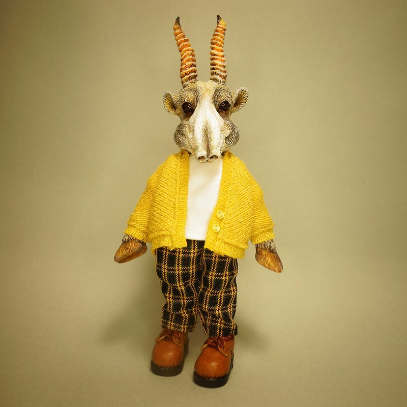 【High-nosed antelope】Animal toy movable joint doll - Stuffed Dolls & Figurines - Resin Khaki