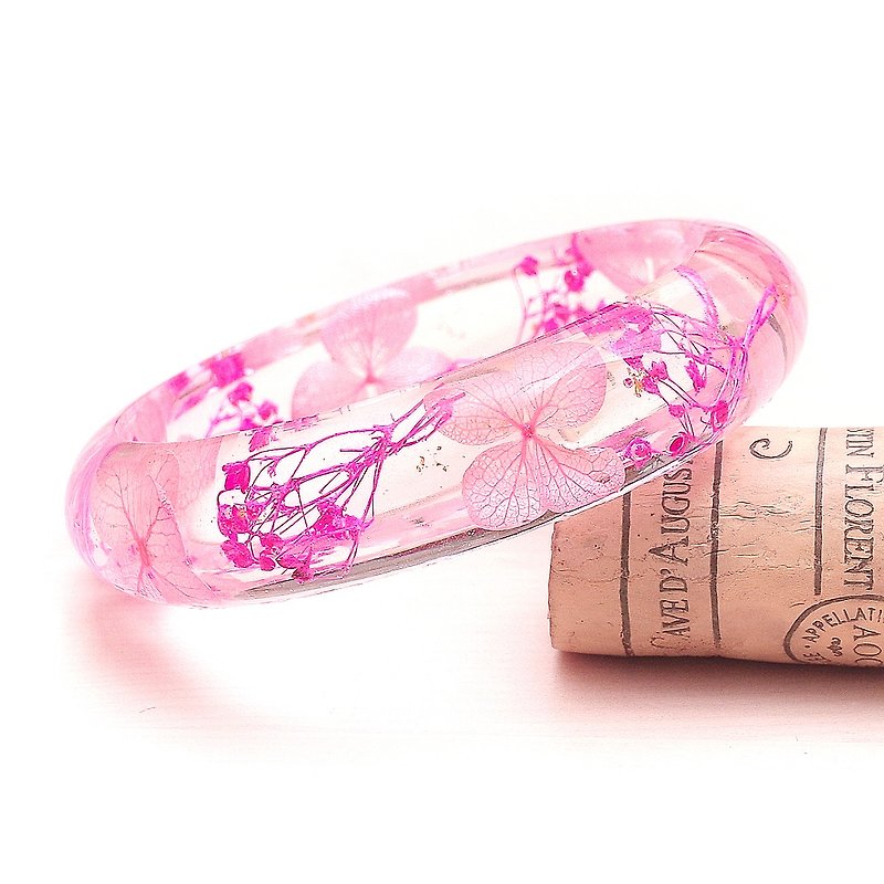 FlowerSays / Hydrangea&Baby's Breath Real Flower Bracelet / Pink Collection  - Bracelets - Plants & Flowers Red