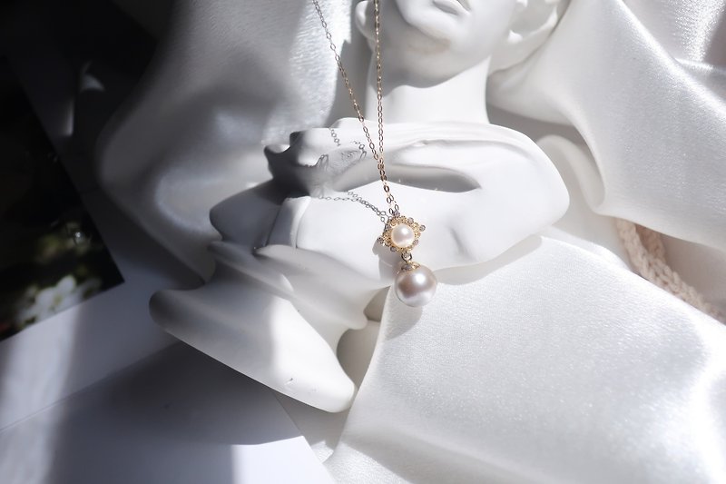 WEISHI法式輕奢名媛珍珠項鍊 天然海水珍珠 - 項鍊 - 珍珠 灰色
