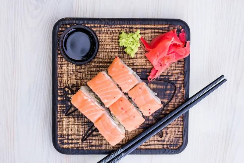 Wood burning serving board with gravy boat /  Laser engraved sushi board - Plates & Trays - Wood Brown