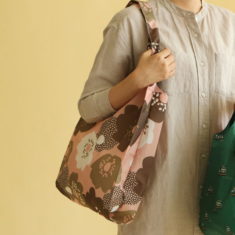摺疊購物袋單肩包L-09花綻放,E2D16081 - 手提包/手提袋 - 聚酯纖維 粉紅色