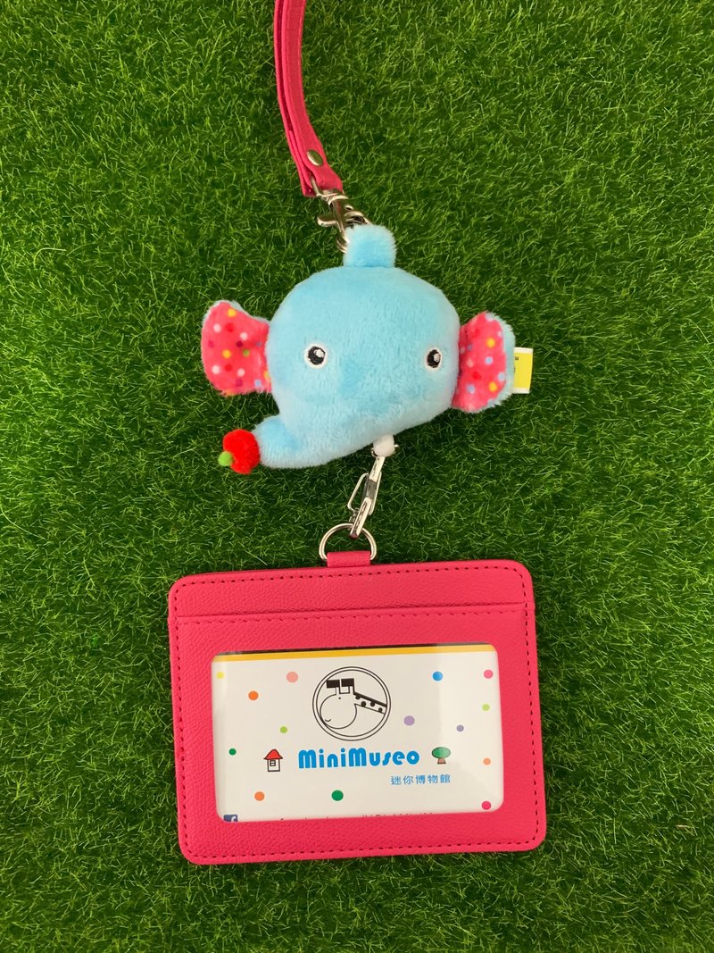 MiniMuseo Mini Museum Blue Mammoth Bubble Elephant Chest and Back Cord Retractable ID Set - ที่ใส่บัตรคล้องคอ - ผ้าฝ้าย/ผ้าลินิน สีน้ำเงิน