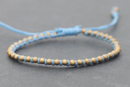 xtravirgin 寶貝藍色黃銅手鍊柔和的粉彩串珠無紡布尺寸最小