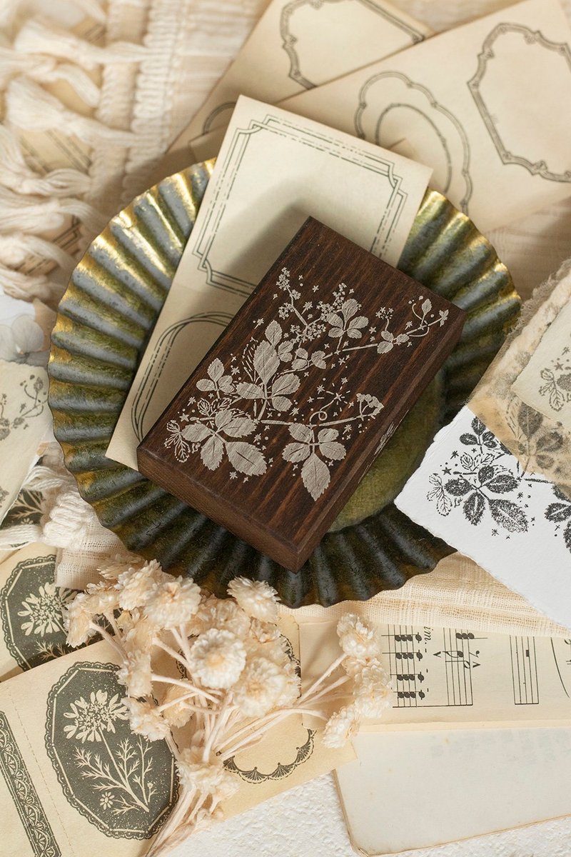 Daily Light Dyed Wood Stamp - Backyard Leaves - ตราปั๊ม/สแตมป์/หมึก - ไม้ สีนำ้ตาล