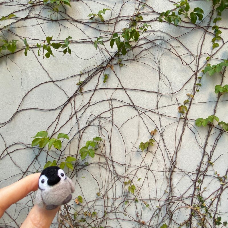 Needle Felted Penguin Pin - Brooches - Wool Gray