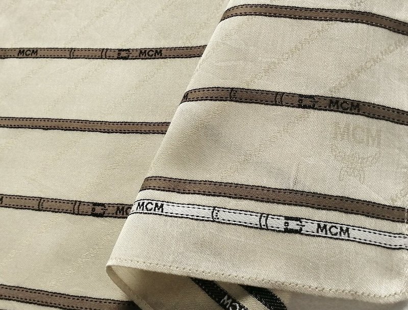 MCM Vintage Handkerchief Woven Beige Textile Gift for Him 18.5 x 18.5 inches - 手帕 - 棉．麻 卡其色