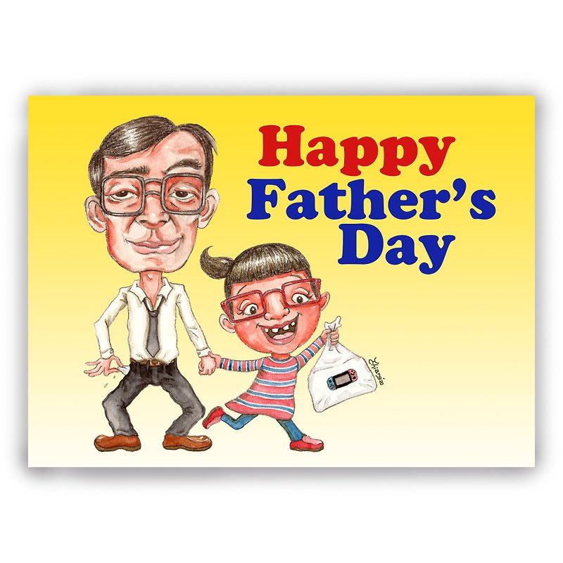 Father's Day-Hand-painted Illustrator Universal Card Father Card/Postcard/Card/Illustration Card-Paying off Father and Daughter - การ์ด/โปสการ์ด - กระดาษ 