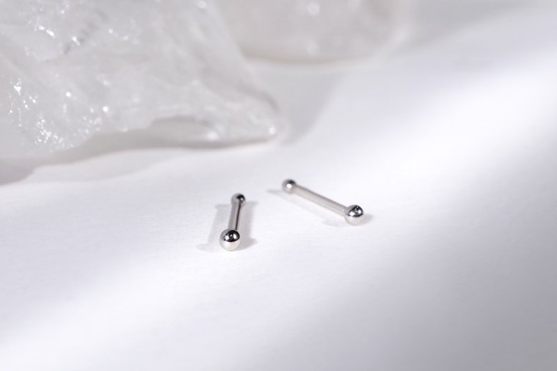 [A must-have for piercing ears] Mini Cozy. Mini ball ear stick - Earrings & Clip-ons - Stainless Steel Silver