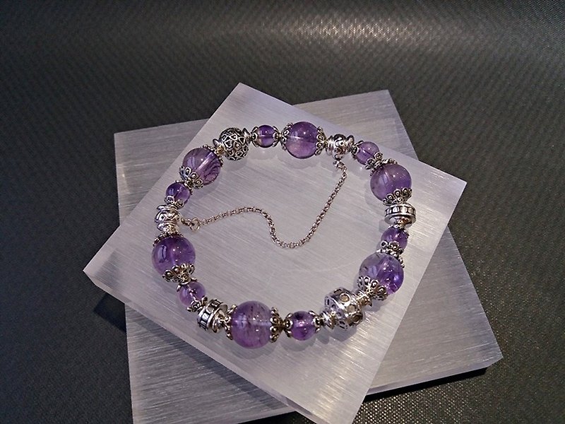 Forever fascinated - premium natural purple hair crystal sterling silver bracelet - Bracelets - Gemstone Purple