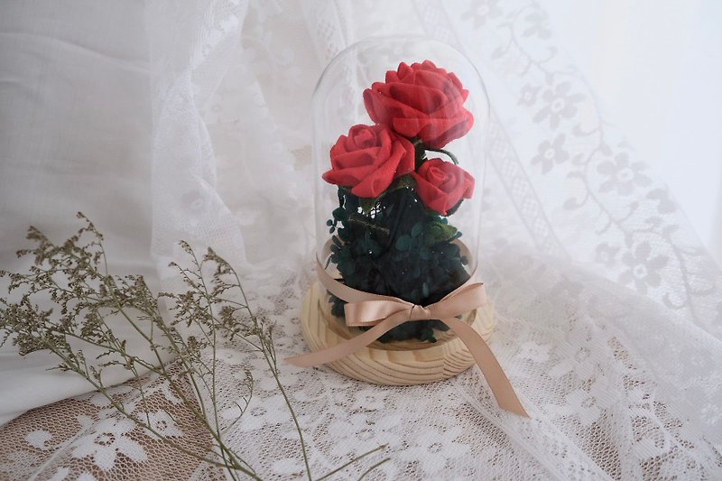 Purple-Fine Flower Rose Preserved Flower Glass Vase- - Dried Flowers & Bouquets - Cotton & Hemp 