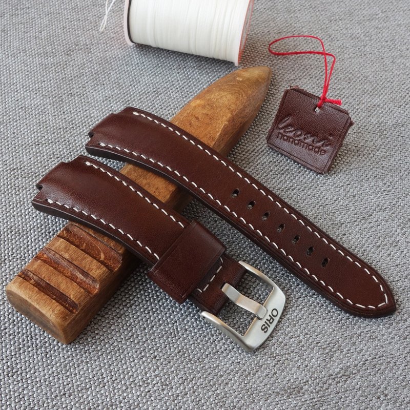 Brown Watch Strap for ORIS Aquis, genuine leather watchband - สายนาฬิกา - หนังแท้ สีนำ้ตาล