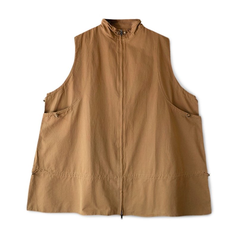 【Simply Yours】抽繩口袋長版背心 咖啡F - 背心/無袖上衣 - 棉．麻 咖啡色