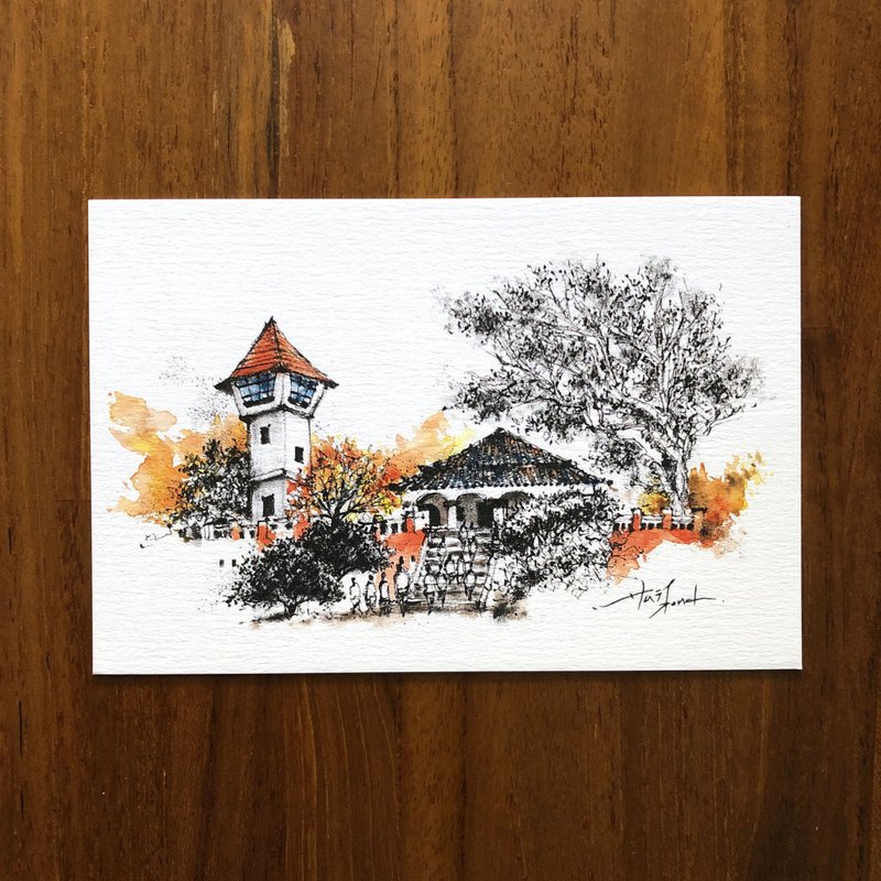 枯枝筆速寫 台南古蹟 安平古堡 插畫 手繪明信片 - 卡片/明信片 - 紙 