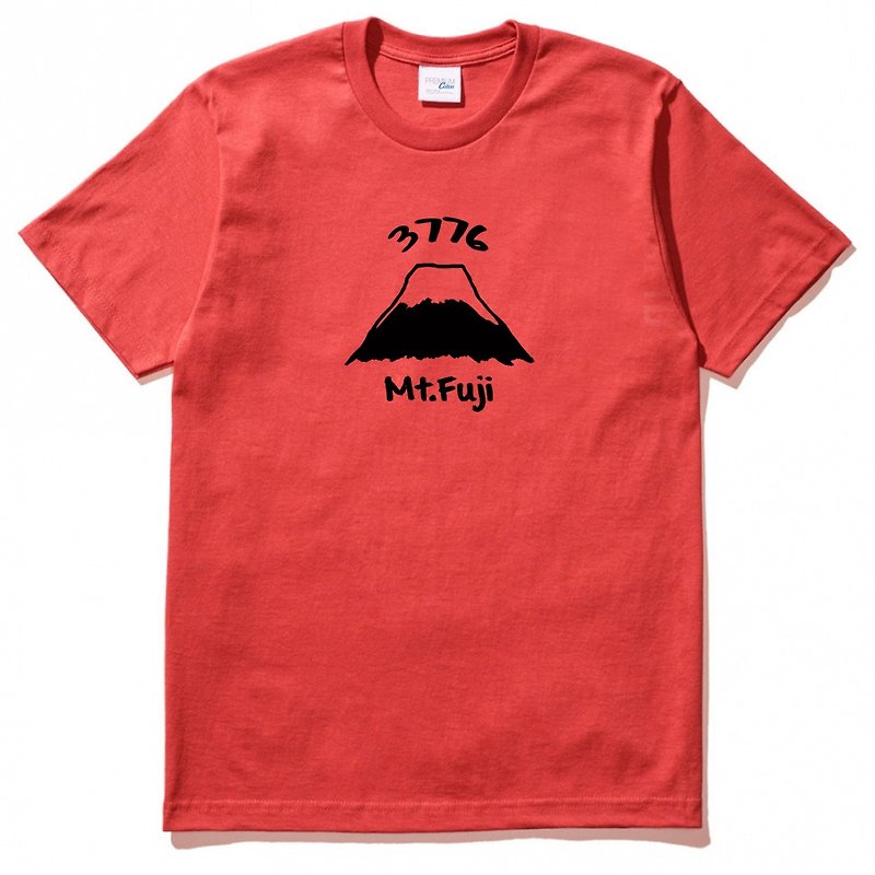 Mt Fuji 3776【現貨】 中性短袖T恤 紅色 富士山 日本 風景 櫻花 太陽 雪 自創 品牌 文青 Hipster - T 恤 - 棉．麻 紅色