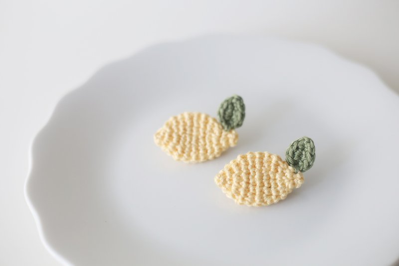 檸檬別針 鉤針 手工編織 Pin - 胸針 - 棉．麻 黃色