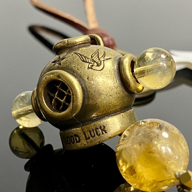 DR052-Happy Aliens and Cosmic Wealth Blessing-Asai Citrine-Hand-woven leather rope pendant - Charms - Crystal 