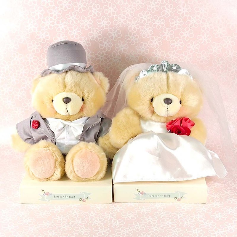 8吋/Rose Married Pair Pair of Fluffy Bears [Hallmark-ForeverFriends - Marriage Series] - ตุ๊กตา - วัสดุอื่นๆ สึชมพู