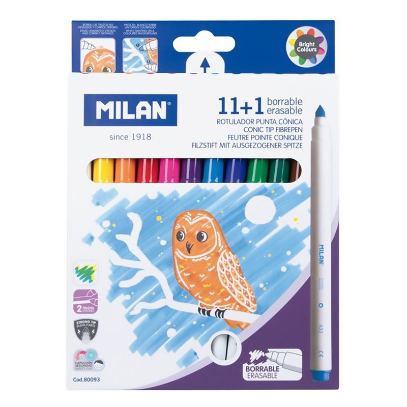 MILAN Wipe Invisible Color Pen_Thin Pen 12 Colors - Other Writing Utensils - Plastic Multicolor