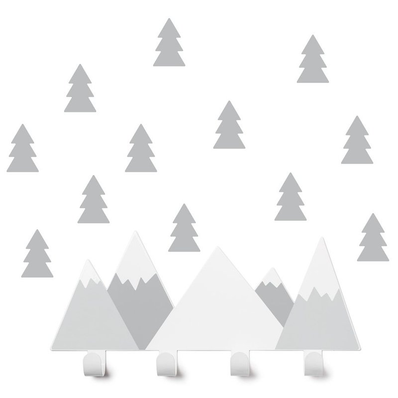 Spanish Tresxics Rolling Hills Small Tree Hook + Wall Sticker (Grey) - ของวางตกแต่ง - โลหะ สีเทา