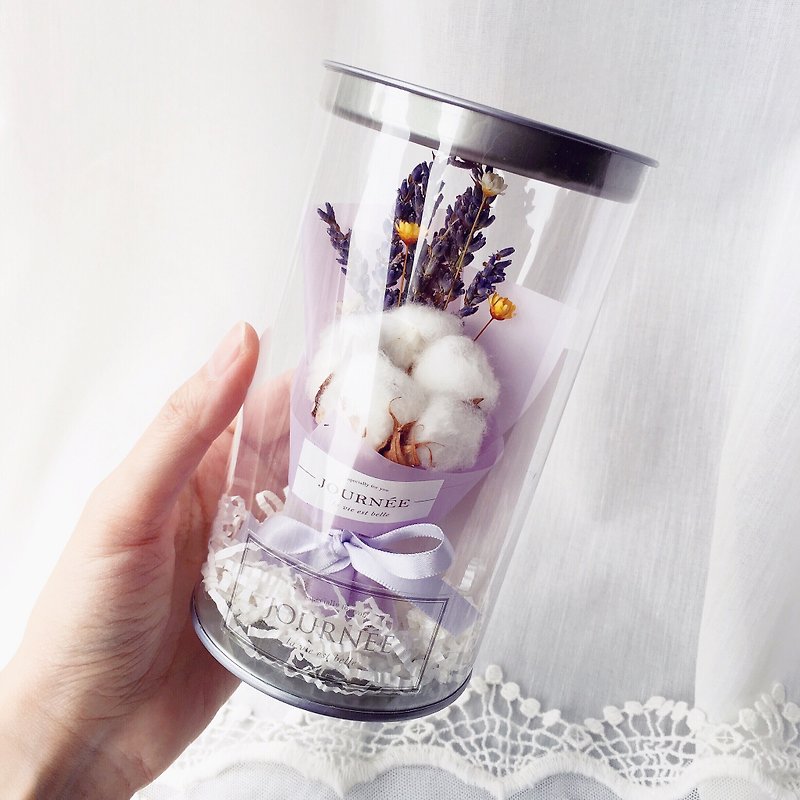 journee No. 2 small flower pot-lavender fragrance with card/purple dry bouquet graduation gift - ช่อดอกไม้แห้ง - พืช/ดอกไม้ สีม่วง