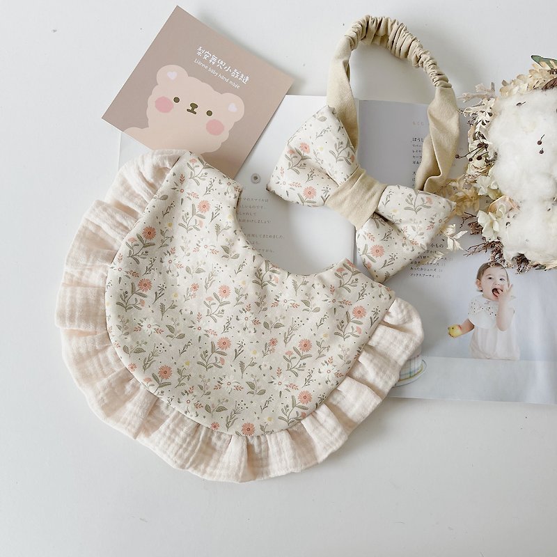 British aristocratic floral full moon gift box bib saliva napkin baby headband full moon gift baby gift - Baby Gift Sets - Cotton & Hemp 