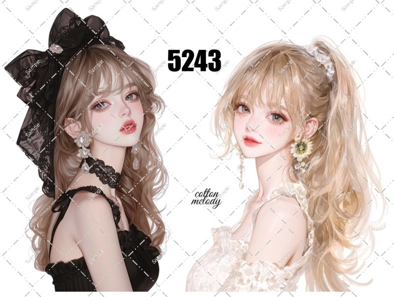 original sticker no.5243 人物ステッカー オリジナルステッカー オリジナル人物ステッカー 装飾ステッカー cotton melody - 貼紙 - 紙 