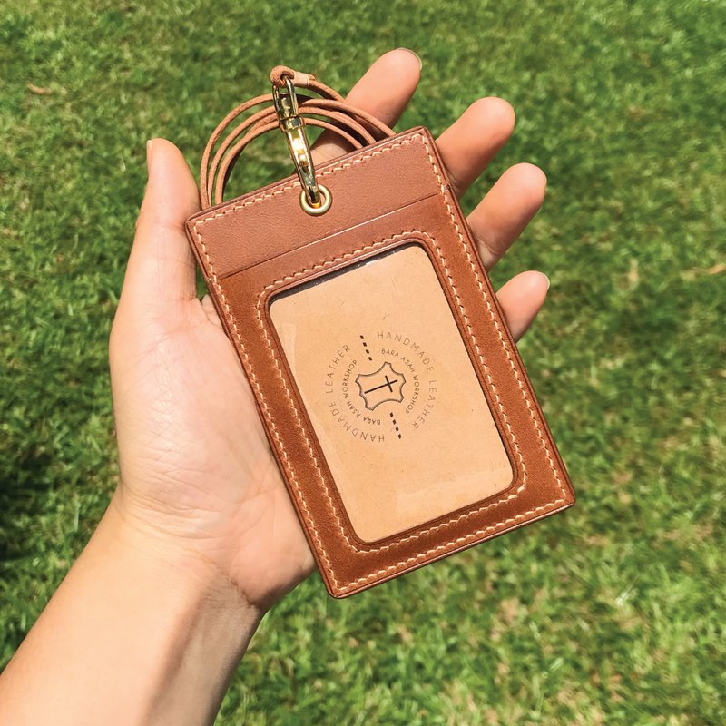 【ID Card Holder】Light Brown Buttero | W/ Lanyard | Handmade Leather in Hong Kong - ID & Badge Holders - Genuine Leather Brown