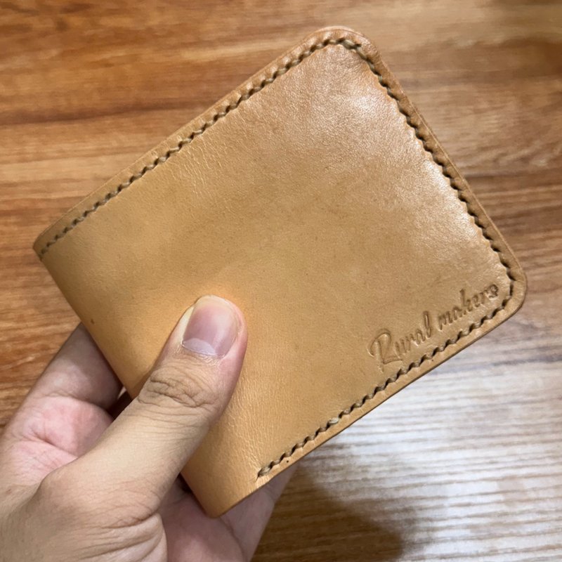 Hand-sewn original color short clip - Wallets - Genuine Leather 