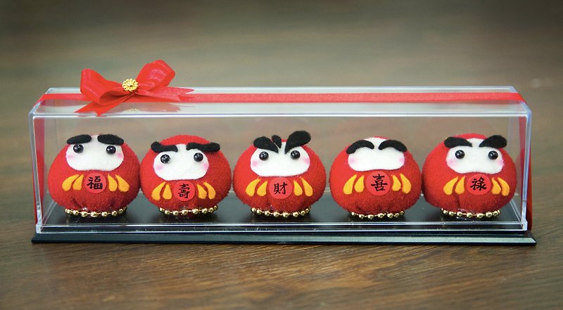 [Gifts for entering the house] Festive Wufu Linmen hand-made gift box collector's edition Wufushen gift box set - Stuffed Dolls & Figurines - Other Materials Red