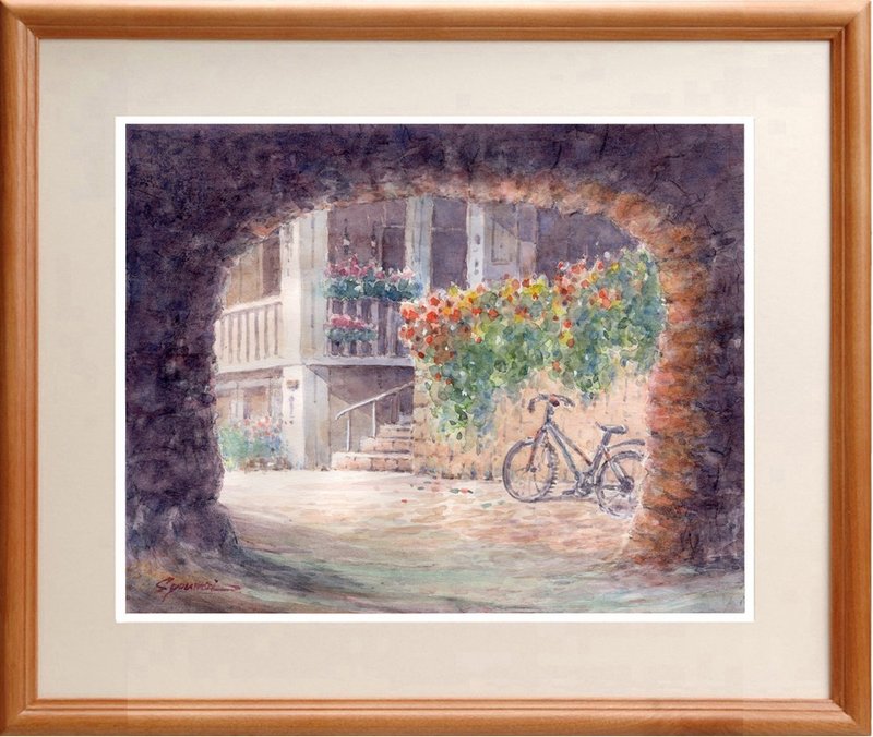 水彩画原画　古都アンギアリの街で・イタリア - 海報/掛畫/掛布 - 紙 紫色