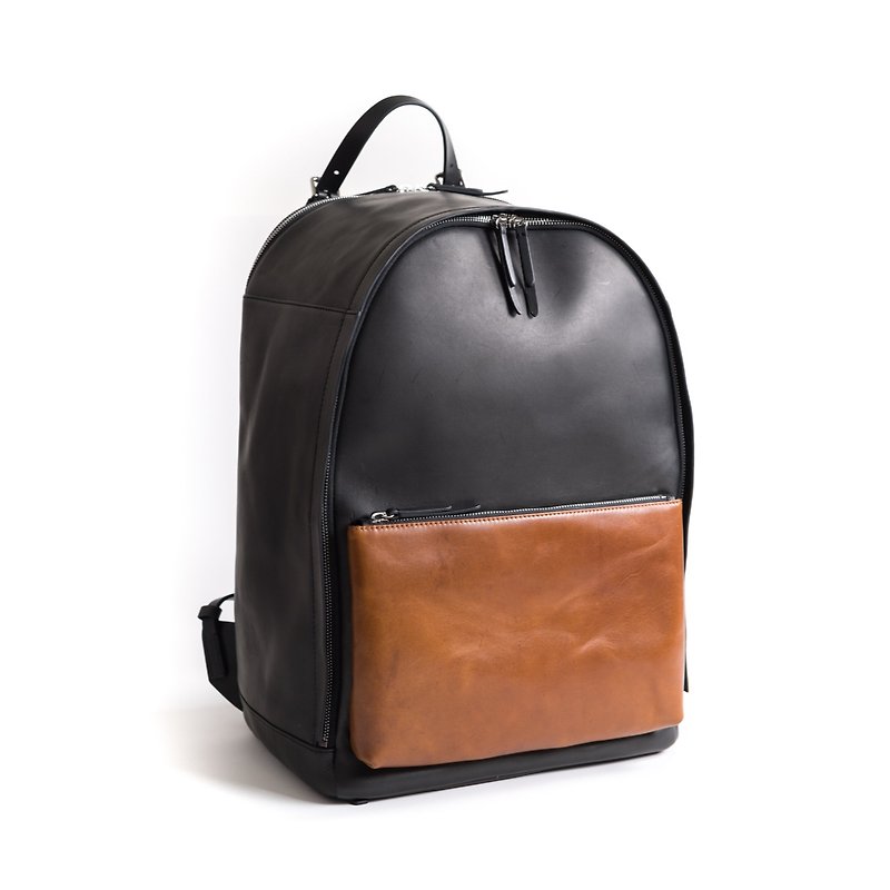 Patina leather handmade Barek backpack - Backpacks - Genuine Leather Black