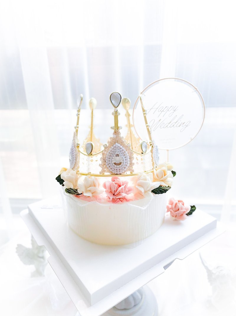 【結婚蛋糕】限定自取!!! 6寸皇冠-韓國最夯裱花輕乳酪 - 蛋糕/甜點 - 新鮮食材 